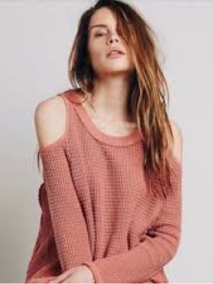 Free People Off-The-Shoulder Waffle-Knit Sweater In Terra Cotta